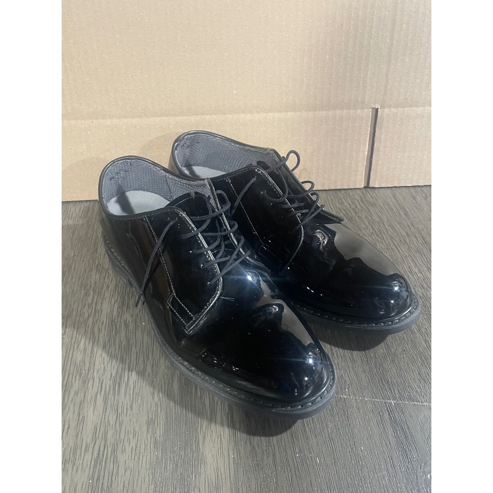 Bates Mens 11 E Black High Gloss Oxford Dress Shoes Vibram Sole 00941